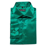 Luxury Shirts for Men's Silk Satin Solid Plain Red Green Yellow Purple Slim Fit Blouses Turn Down Collar Casual Tops MartLion   
