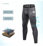 Men's Running Tights Compression Fitness Pants Elastic Running Basketball Sports Workout Tights Gym Running Training Leggings MartLion
