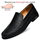 Slip On Leather Casual Shoes Men's Loafers Luxury Hombre Homme Social slip-ons MartLion Black (Hole) 46 