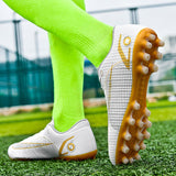 Football Boots Men's Anti Slip Society Soccer Cleats Long Spikes Soccer Shoes Kids Lightweight Mart Lion   
