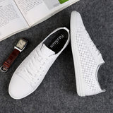 Men's Leather Shoes Hollow Out Sneakers Casual Footwear Lace Up Mart Lion   