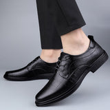 100% Genuine Leather shoes Men's Leisure Dress Elegant Sapato social masculino Lace Up Formal Oxfords Mart Lion   