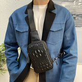 Men's Leather Chest Bags Chest Zipper Pouch Casual Crossbody Shoulder Luxury Female Mart Lion   