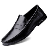 Super Soft Leather Men's Loafers Slip On Casual Footwear Moccasins Dress Shoes Mart Lion Black 38 