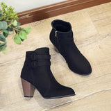 Retro Boots Women's Shoes Square Heel High Rubber Ankle Solid Platform Short Boots MartLion Black 38 