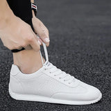 Men's Shoes Sneakers White Board White Zapatillas Hombre Soft White Pointed Flat MartLion White (hole) 40 