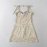 Summer Cherry Print Mini Dress Women Lace Slim Dresses MartLion   