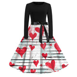 Formal Dresses Unique Printed Ankle-Length Women's O-Neck Long Sleeves Frocks MartLion Watermelon Red XXXXL CHINA