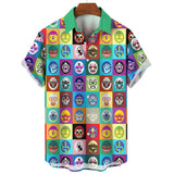 Mask Print Men's Shirt Summer  Short Sleeve Shirt  Casual Hawaiian Shirt For Men Loose Clothing Mexican Wrestling MartLion   