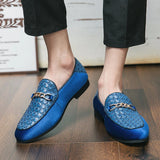 Classic Blue Men's Dress Shoes Leather Wedding Slip-on Office Oxford zapatos hombre vestir MartLion   