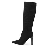 Liyke Autumn Winter Black Women Knee High Boots Pointed Toe Stiletto Heels Ladies Party Zip Long Shoes Mart Lion   