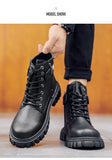 Autumn Winter Khaki Ankle Boots Men's Casual Lace-up Platform Work Para Hombre MartLion   
