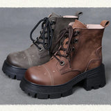 Suede Cow Leather Moccasins Rubber Soled Lofers Women Ankle Boots Chunky Sneaker Shoes MartLion