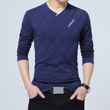 Men's T-shirt Slim Fit Crease Design Long Stylish Luxury V Neck Fitness Homme Mart Lion Blue M 50-60 KG China