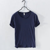 T-Shirt for Men,  Cotton  Monochromatic, O-Neck, Casual Basic Top MartLion Royal Blue 2XL -fits 80-88 kg 