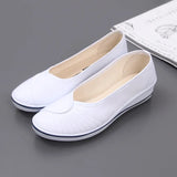 Canvas nurse shoes Solid Women Platform Casual Flat Bottom MartLion white 4 41 insole 25.5cm 