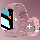 Straps Smart Watch Women Men's Smartwatch Square Dial Call BT Music Smartclock For Android IOS Fitness Tracker Trosmart Brand MartLion mesh steel pink  