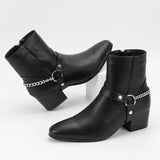 Men's Boots Black High Heel MartLion   