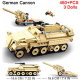 Military ww2 Cannon Assault Armored Vehicle Battle Tank Car Truck Army Weapon Building Blocks Sets  Model King Kids Toys Gift Mart Lion   