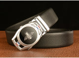 Men's Automatic Buckle Belt Genuine Leather Bee Pattern Belts Casual 3.5cm Width Cowhide Waistband MartLion   