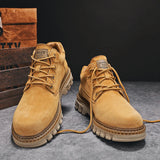 Winter Plush High Top Men's Black Boots Lace-Up Round Toe Leisure All-match Men's Casual Leather Shoes Non-slip Rubber MartLion