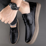 Men's Casual Shoes Genuine Leather Formal Leather Casual Lace Up Oxfords Flats MartLion   