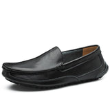 Genuine Leather Men's Casual Shoes Luxury Brand Handmade Loafers Breathable Slip on Black Driving Mart Lion Black 38 