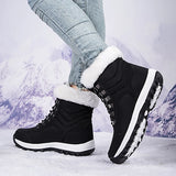 Women Snow Boots Female Winter Casual Shoes Outdoor Youth Mid-Calf Boots Waterproof Plush Ladies Cotton-padded Shoes MartLion   