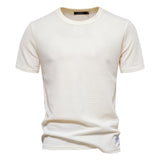 Outdoor Casual T-Shirt Men's Pure Cotton Breathable Knitted Short Sleeve Mart Lion White EU size S 