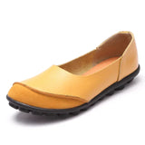 Women Handmade Leather Splicing Flats Moccasins Loafers ballet flats soft Casual Shoes MartLion Yellow 35 