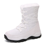 Winter cotton shoes high top snow boots women's outdoor casual warm non-slip plus velvet cotton Mart Lion White 35 