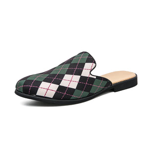 Classic Plaid Half Shoes Men's Leather Casual Slip-on Lazy Loafers Shoes With MartLion heilv 532 38 CHINA
