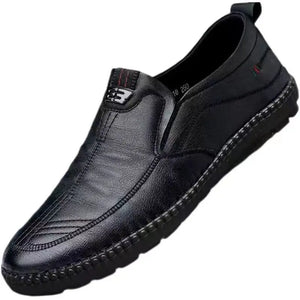 Mens Leather Loafers Non Slip Walking Flats Outdoor Slip on Casual Shoes MartLion black 43 