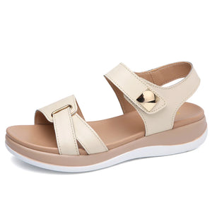 Summer Leather Open Toe Women Sandals Trendy Buckle Flat Sole Woman Shoes Outdoor Casual Ladies Beach MartLion   