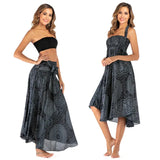 Summer Long Skirts Women Bottom Vintage Two Way Wear Beach Dress MartLion S00605-black One Size 