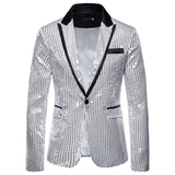 Gold Shiny Men's Jackets Sequins Stylish Dj Club Graduation Solid Suit Stage Party Wedding Outwear Clothes blazers MartLion Silver-3 S CHINA
