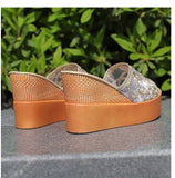Women Slippers Outdoor Summer Wedge Sandals Mesh Sequin Slide Mujer Verano Beach Slides Platform Slippers Mart Lion   