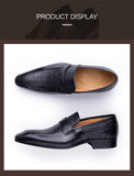 Men's Dress Shoes Slip on Black Leather Point Toe Casual Formal for Wedding MartLion   
