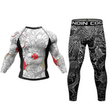 Compression MMA Rashguard T-shirt Men's Running Suit Muay Thai Shorts Rash Guard Sports Gym Bjj Gi Boxing Jerseys 4pcs/Sets MartLion MMA M 160-170cm 