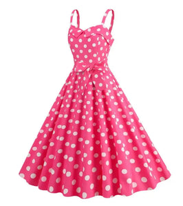 Women's Summer Dress Retro Pink Plaid Gown Christmas Party Clothes Robe Waisted Dress MartLion   