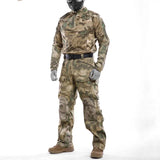 Men's Camouflage Tactical Sets Multi-pocket Wear-resistant Military Combat Suit Outdoor Breathable Tops +Waterproof Pants MartLion FG Camo M 