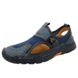 Summer Men's Beach Sandals Water Sport Sneakers Microfiber Mesh Flat Outdoor Casual Offcie Dress Shoes Mart Lion Blue 6.5 