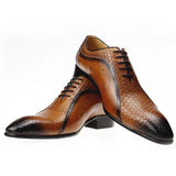 Formal Genuine Leather Shoes Men's Evening Wedding Footwear Side Carving Black Brown Brogue MartLion Brown 39 