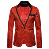 Gold Shiny Men's Jackets Sequins Stylish Dj Club Graduation Solid Suit Stage Party Wedding Outwear Clothes blazers MartLion Red-3 S CHINA