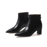 Winter Army Green Beige Women Ankle Chelsea Boots Lady Dress Shoes Med Heels MartLion Black 5 