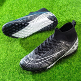 Football Shoes Men's Soccer Boots Artificial Grass Superfly High Ankle Kids Shoe Crampons Outdoor Sock Cleats Sneakers Mart Lion see chart 16 37 