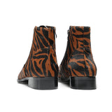 Design Boots For Men's Mixed Colors Print Real Leather Dress Shoes Rivets High Top Chelsea MartLion   