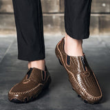 Men's Loafers Genuine Leather Casual Shoes Classic Crocodile Pattern Moccasins Light Boat Footwear Mart Lion   