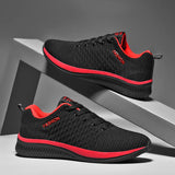 Casual Shoes Summer Breathable Sneakers Men's Lightweight Running Outdoor Walking Sports Shoes MartLion 9088-black red 39 