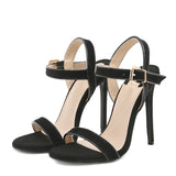 13CM Black Sandals Women Open Toe Super Thin High Heels Pumps Ankle Buckle Strap Party Stripper Shoes Mart Lion   